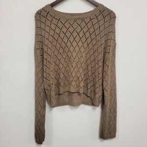 Z Supply Womens Oversized Open Knit Fairy Grunge Sweater Size M Brown Beach